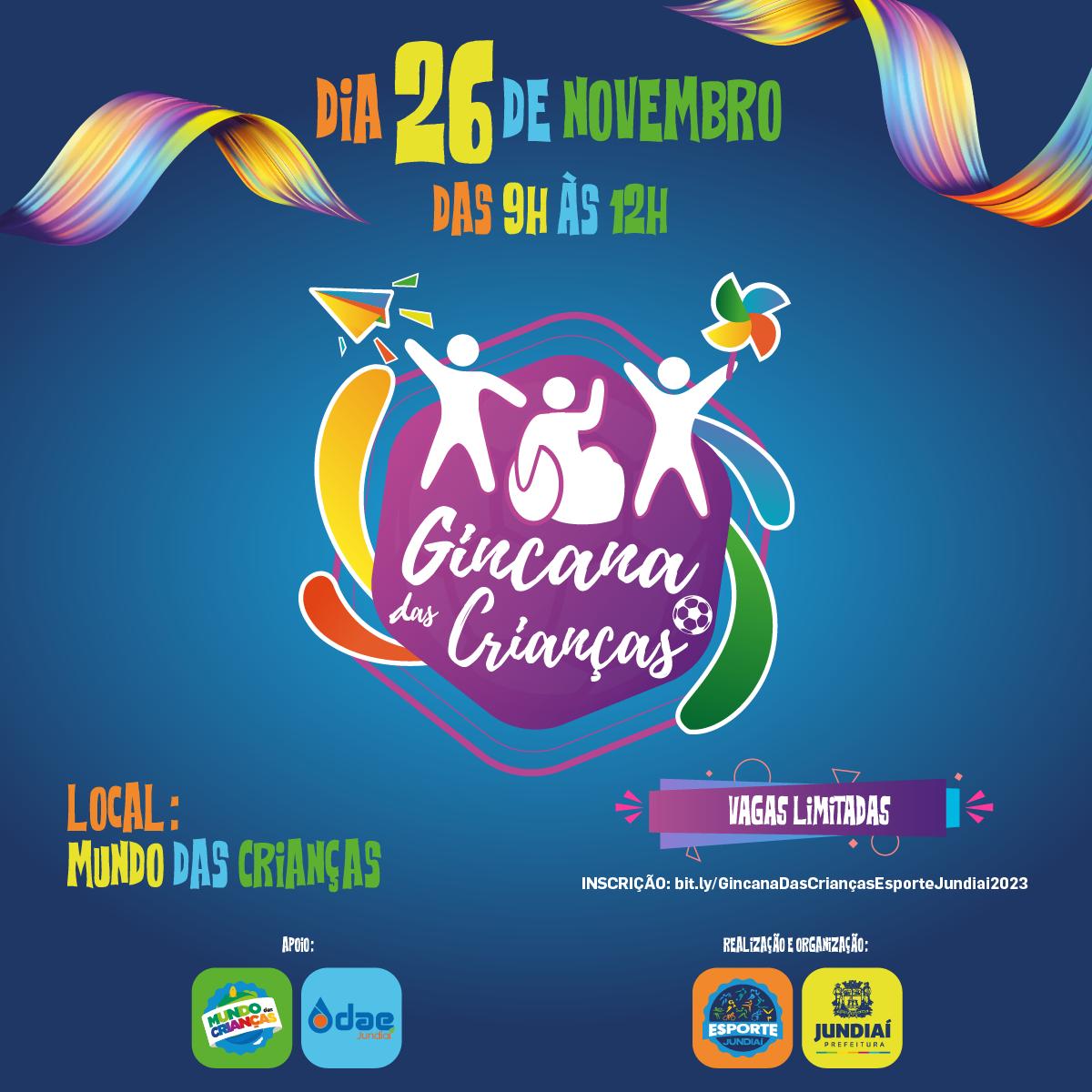 Inscrições para 1ª Gincana das Crianças começam nesta sexta (17); evento será dia 26