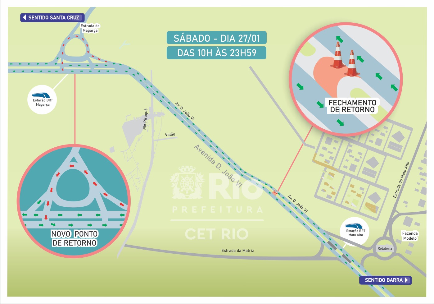 Retorno na Avenida Dom João VI será interditado neste sábado  - Prefeitura da Cidade do Rio de Janeiro