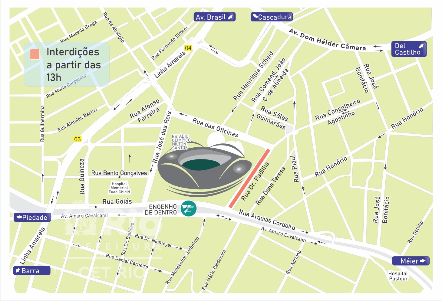 CET-Rio monta operação de trânsito para jogo no Engenhão neste sábado - Prefeitura da Cidade do Rio de Janeiro