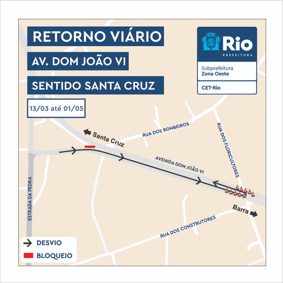 CET-Rio interdita retorno na Avenida Dom João VI para obras do novo Terminal Mato Alto do BRT - Prefeitura da Cidade do Rio de Janeiro